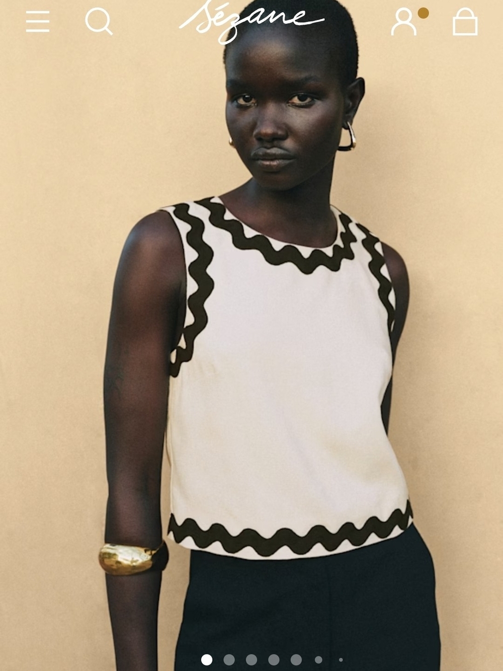Sezane Cream Sleeveless Top